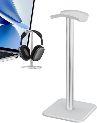 Hoofdtelefoon Bureau Standaard - Headset Houder - Bureau Organisatie - Boogvorm Ontwerp - 10x10x24.5 cm - Wit