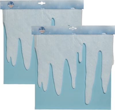 Decoris ijspegelranden/sneeuwranden - 2x - wit - 200 x 32 cm - polyester - sneeuwversiering