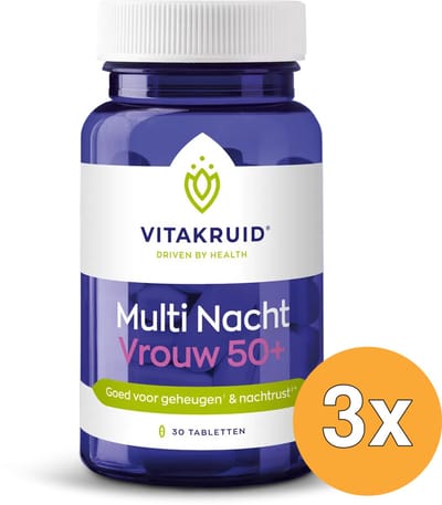 3x Vitakruid Multi Nacht Vrouw 50+ 100% Vegan (30 tabletten)