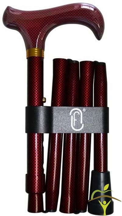 Finna wandelstok plooi- en verstelbaar, volledig in 1 motief : chess granaat, aluminium