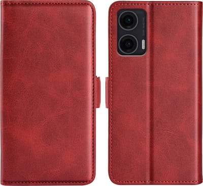 MobyDefend Hoesje - Geschikt voor Motorola Moto G35 - Luxe Wallet Book Case (Sluiting Zijkant) - Rood