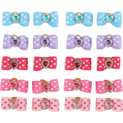 20 Pièces Nœud pour Animal de Compagnie Élastique Mignon Charmant Nœud pour Animal de Compagnie Fleur de Tête pour Petits Moyens et Grands Chiens gray