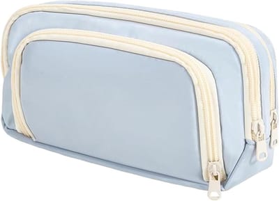 Allecto Plus - Etui met grote capaciteit en ritssluiting voor jongens en meisjes - Pennenzak en organizer voor kantoor - Make-uptas voor dames en heren - Blauw - Eén maat