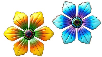 Dailygoods- Bloemenmuurdecoratie Unieke Kunstdecoratie - Smeedijzeren Wanddecoratie - Metalen Bloemenmuurdecoratie - Binnen/Buiten - Kleurrijke Wanddecoratie - Sterk en Stabiel