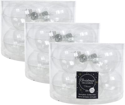 Kerstballen set - 30x stuks - transparant - glas - 6 cm - glans/mat - kerstversiering