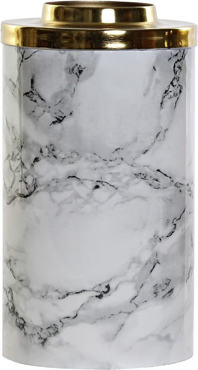 Bloemenvaasje van aluminium 10 x 19 cm - marmer look bloemen of takken vaas voor binnen