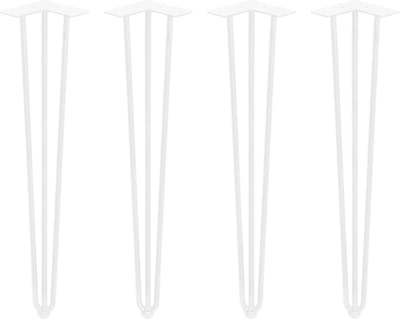Emuca Set met vier tafelpoten Hairpin met 3 stangen, hoogte 710 mm, witgelakt
