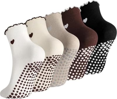 5 Paar dames yogasokken - Met grip - Ruche - Anti-slip - Voor pilates en ballet