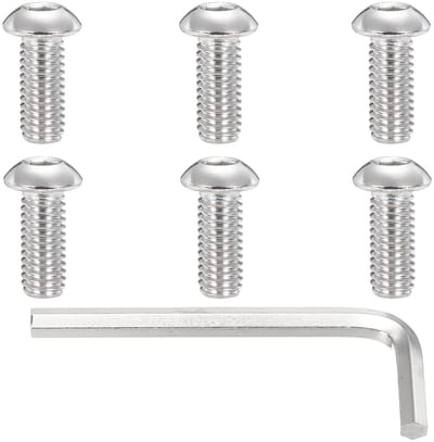 6 Pack 3/8 x 16 x 7/8 Inch Ronde Hoofd Schroeven met Inbus, Roestvrij Staal voor DIY Meubels, Waterpompen en Lampen