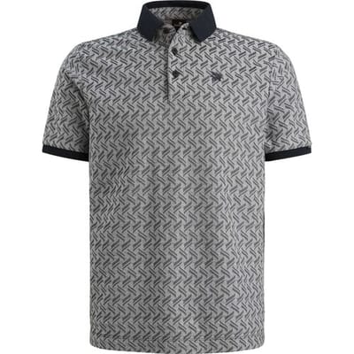 Polo Shirt Korte Mouw Vanguard Knitted Poloshirt Jacquard Print Navy