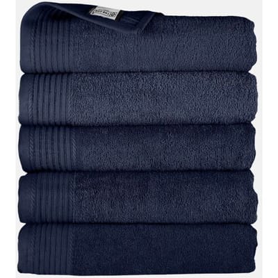 The One Towelling Badhanddoek - 70x140 cm - 5 stuks - Hotelkwaliteit - 450 g/m² - 100% Gekamd katoen - Navy