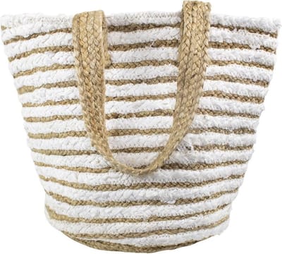 jute/katoen tas handvat wit