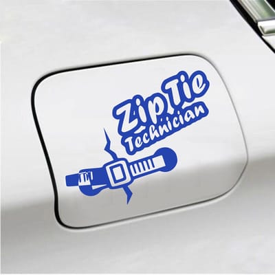 Bumpersticker - Zip Tie Technician - 11,2 X 14,8 - Blauw