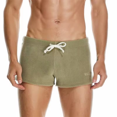Korte Fleece Short Heren - Onderbroek - Ondergoed - Sexy - Badstof - Groen