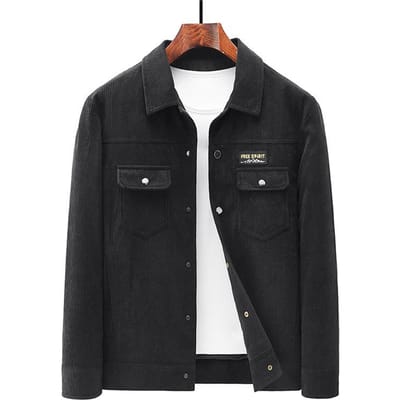 Nieuwe Heren Herfst Enkellaags Dunne Corduroy Jas Dubbelzijdige Jas voor Heren 5XL black