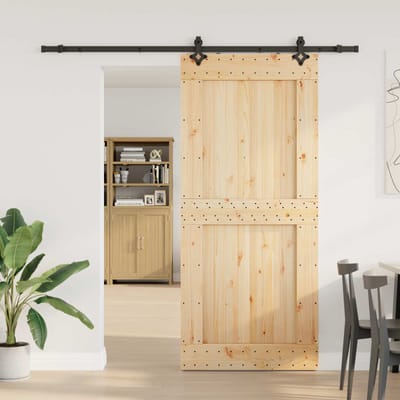 vidaXL - Schuifdeur - NARVIK - Naturel - en - Zwart - 100 - x - 210 - cm - (213,5 - cm)