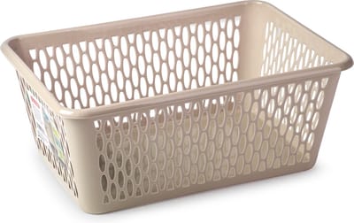 Plasticforte opbergmand/kastmandje - 13 liter - beige - kunststof - 26 x 37 x 14 cm
