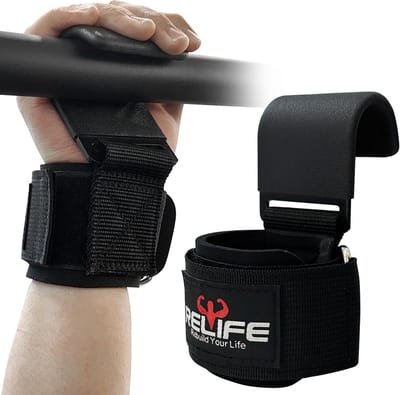 Fitness Haken - Ondersteunende Banden - Kracht Training - Verstelbare Polsband - 113 kg Trekkracht - Zwart