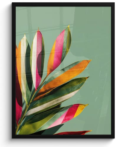 Poster in lijst - Fotolijst 60x80 cm - Posters - Bladeren - Tak - Kleurrijk - Posterlijst zwart - Decoratie - Wanddecoratie woonkamer - Muurdecoratie slaapkamer