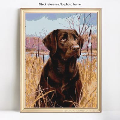 Peinture diamant thème Animal mignon chien rond, broderie complète, mosaïque, point de croix 20X30CM gray