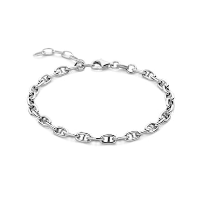 Zilver Gerhodineerd Armband Marine Ronde Buis 4,0 Mm 16 + 3 Cm 1338041