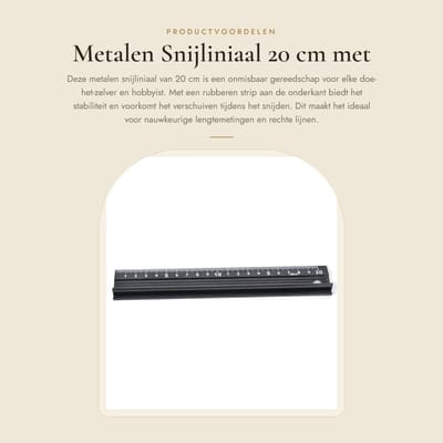 Dailygoods- Snijliniaal 20 Cm - Metalen Veiligheidsliniaal - Rubberen Strip - Antislip Onderkant - Aluminiumlegering - Beschermplaat tegen Letsel - Snijlijn