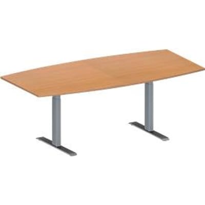Schäfer Shop  Genius Vergadertafel MODENA FLEX, in hoogte verstelbaar, bootvorm, T-poot rechthoekige buis, B 2000 x D 1000/800 mm, beukenpatroon
