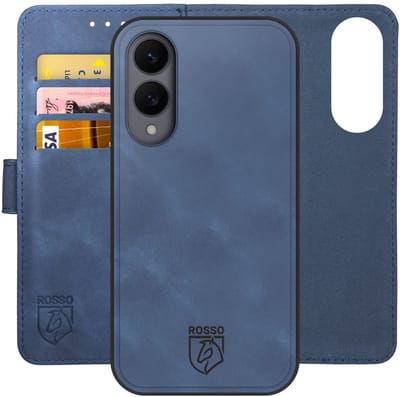 Rosso Element Geschikt voor Samsung Galaxy S25 Edge | Uitneembaar 2-in-1 Hoesje | Luxe Portemonnee | Back Cover en Book Case | Pasjeshouder | Blauw