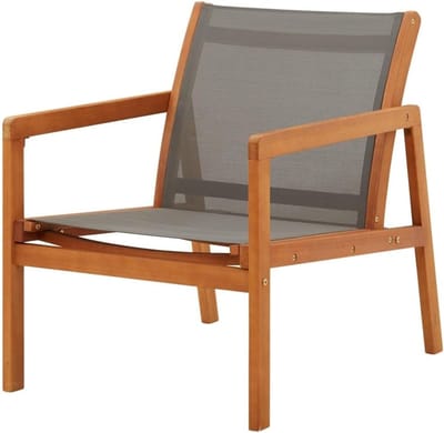 Tuinstoel Hout - Loungefauteuil - Buiten Ontspannen - Weerbestendig Behandeld - 60x83.5x77.5 cm - Grijs