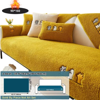 Livano Bankhoes - Bankbeschermer - Stretch - Sofa Cover - Pluche - Geel - 2 Zits 90x160