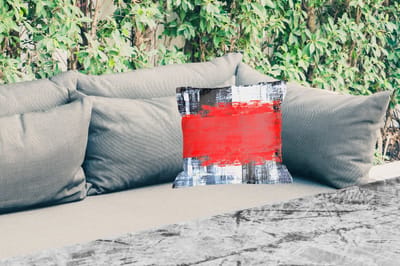 Tuinkussen - Schilderij - Abstract - Rood - Olieverf - 40x40 cm - Weerbestendig