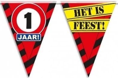 3x 1 jaar vlaggenlijn waarschuwingsbord 10mtr