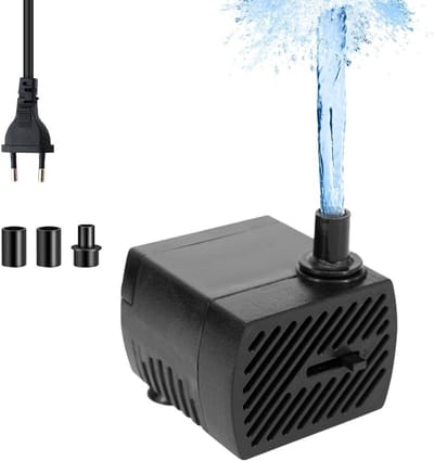 Mini Dompelpomp 5W - Ultra Stille Waterpomp met 2 Mondstukken - Verstelbare Aquarium Pomp voor Vijver en Fontein - 350L/H Capaciteit