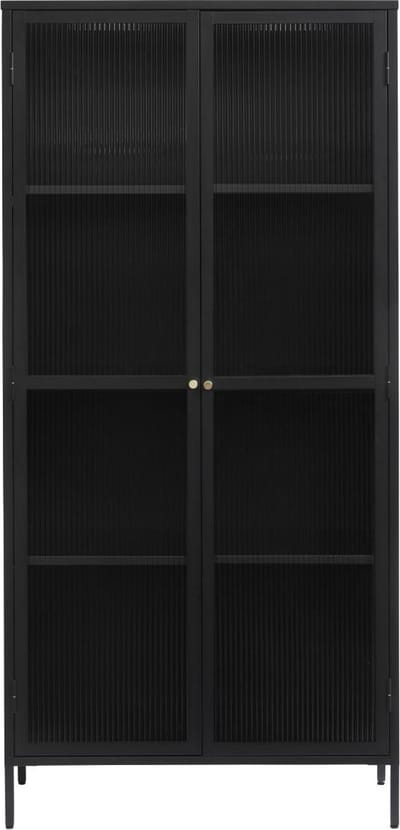 Nordic Home - Olan glazen vitrinekast - 190 cm - zwart
