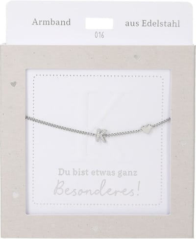 Depesche armband zilver met letter K en hartje - vriendschapssieraad.
