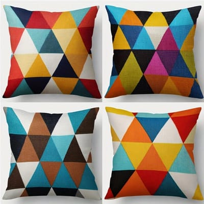 Gekleurde driehoekige patchwork dubbelzijdig bedrukte kussenhoes Korte pluche Geschikt voor woonkamers slaapkamers sierkussenhoes 40x40cm