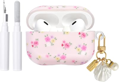 AirPods Pro Hoes - Beschermhoesje - Dagelijks Gebruik - Inclusief Reinigingsset - Compact Ontwerp - Roze Bloem