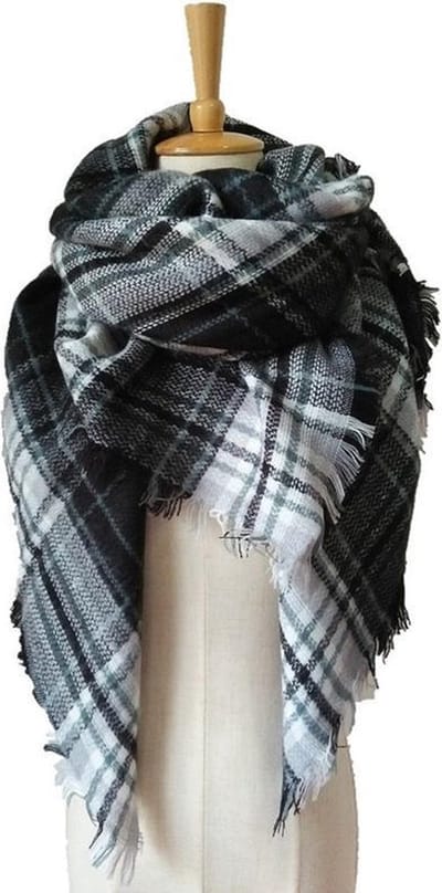 Geruite Dames Sjaal – Black & White - Shawl