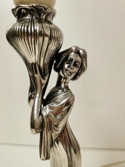 Lampvoet - Vrouw - 50cm - Kurz Edeltin - Jugendstil.
