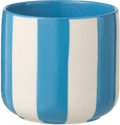 J-Line bloempot Gestreept - keramiek - blauw/wit - medium