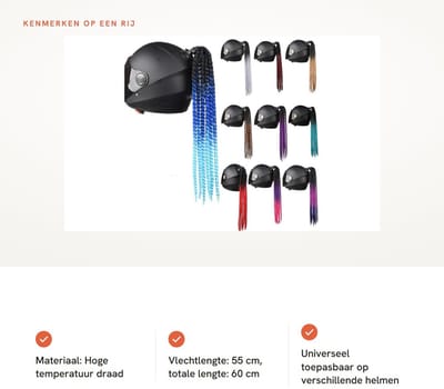 Dailygoods- Motorhelm Vlecht Decoratie - Paardenstaart