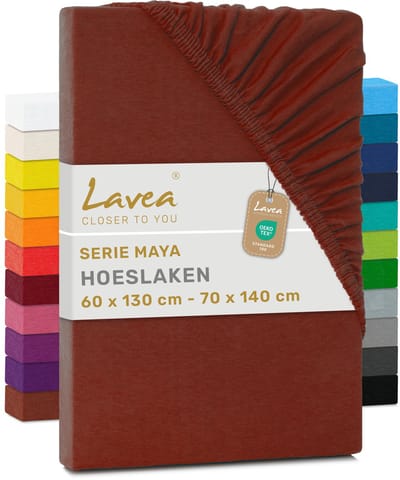 Lavea® Hoeslaken 60-70x140 cm (Baby) – 100% Katoen, Zacht en Ademend – Geschikt voor Matrassen tot 12 cm – Jersey met Elastiek Rondom – Kastanjebruin