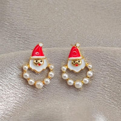 Emaille Kerstman Mini Oorknopjes Damesmode Zoet Rood Witte Kleur Geometrie Oor Bruiloft Sieraden Romantisch Cadeau gray