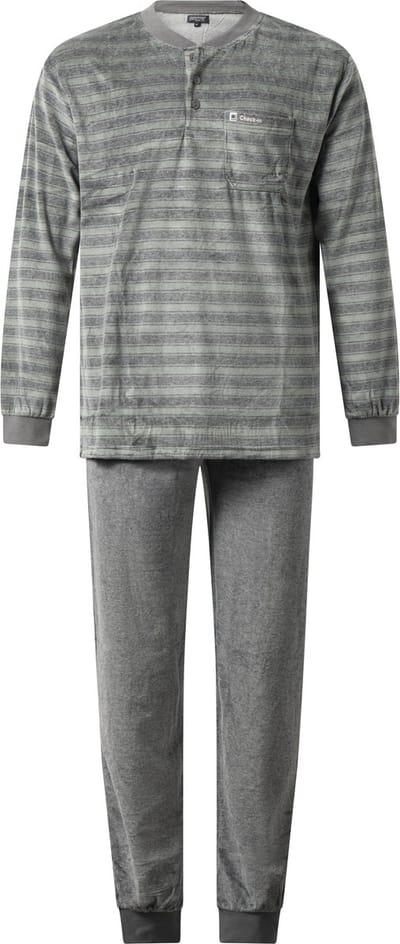 Outfitter - winter heren pyjama 451920 - warm velours - groen - maat L