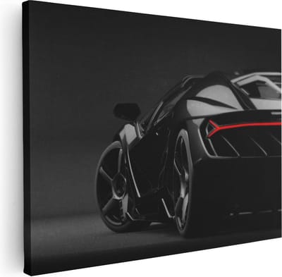 Artaza Canvas Schilderij Sportauto - 40x30 cm - Klein - Muurdecoratie Auto - Wanddecoratie Mancave - Schilderijen Op Canvas Industrieel