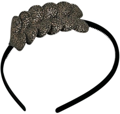Diadeem met hartjes - kerstcollectie - glimmend - hart - grijs - zwarte diadeem