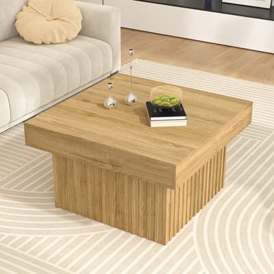 Elegante houten salontafel - modern design - geschikt voor woonkamer - eetkamer en kantoor - 79x79x46 cm