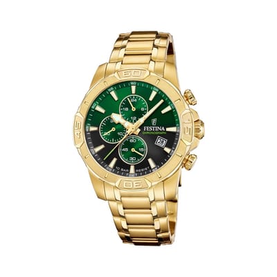 Festina F20705/6 Heren Horloge - Chronograaf - Mineraalglas - Roestvrijstaal/Leer - Quartz - Gesp - 10 ATM (zwemmen)