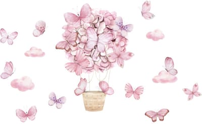 Wandsticker Roze Vlinders - Zelfklevende Muurdecoratie voor Kinderkamer - 53x88 cm - Vlinder Wandsticker voor Meisjeskamer en Babykamer