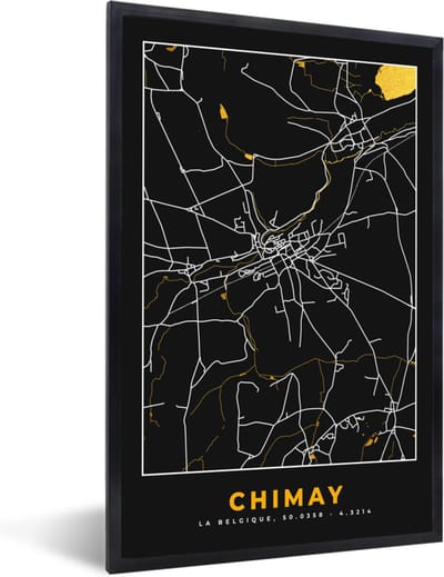Fotolijst incl. Poster - Stadskaart - Goud - Chimay - Plattegrond - Kaart - 40x60 cm - Posterlijst